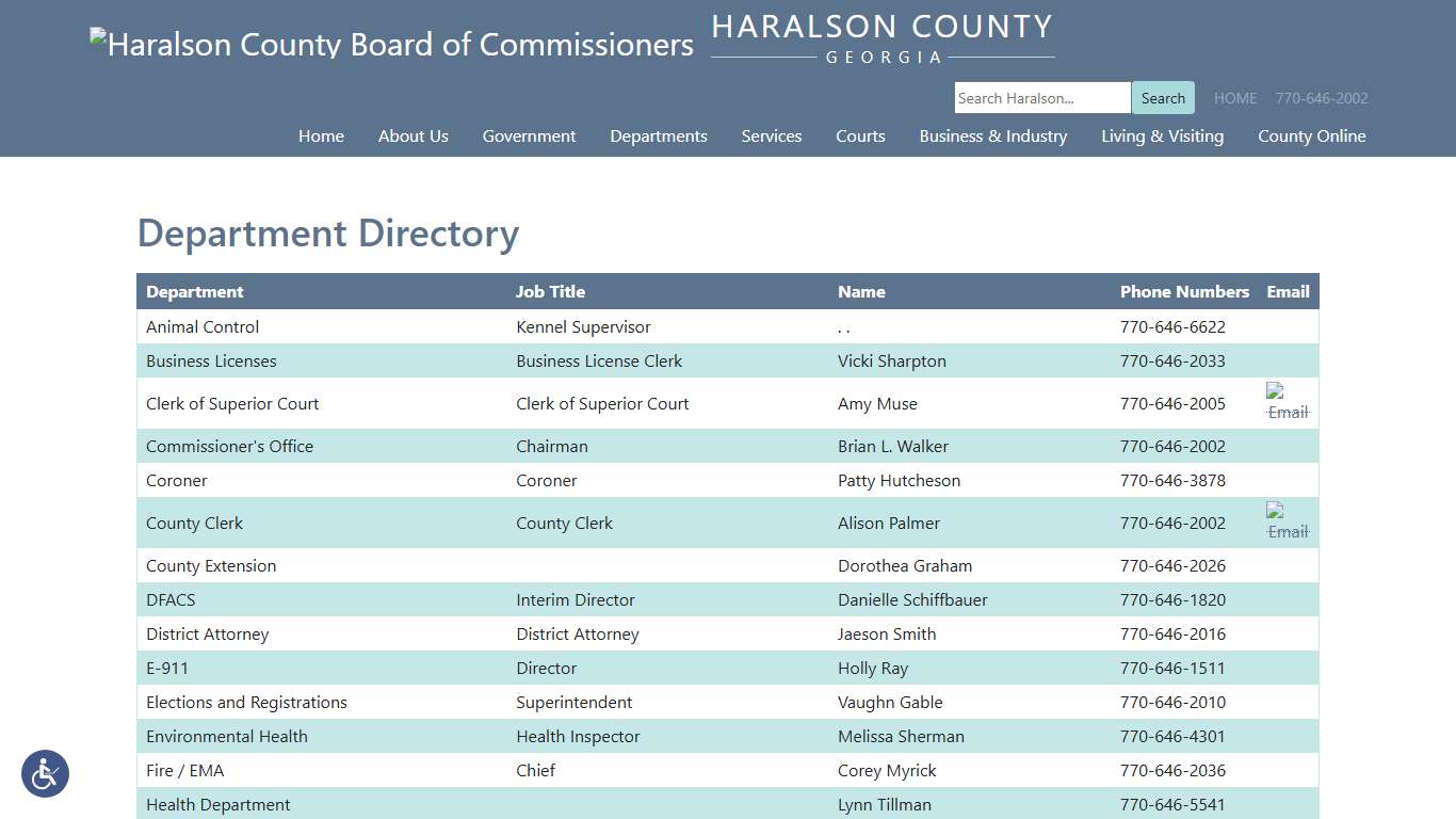 Department Directory - Haralson County Board of Commissioners