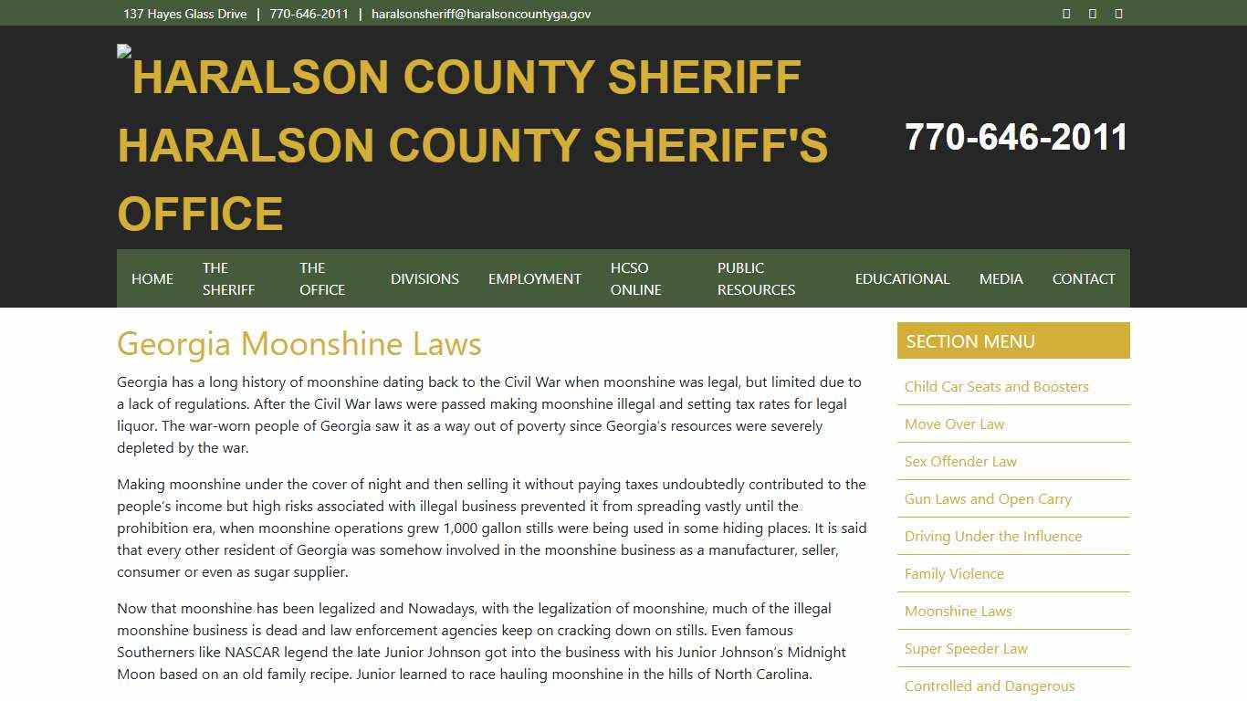 Moonshine Laws - Haralson County Sheriff