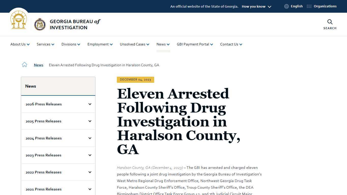 Eleven Arrested Following Drug Investigation in Haralson County, GA Georgia Bureau of Investigation